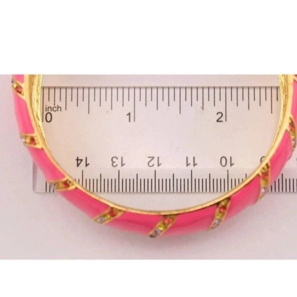Kate Spade Pink Crystal Lollie Bracelet enamel Bangle multi color Pave stones